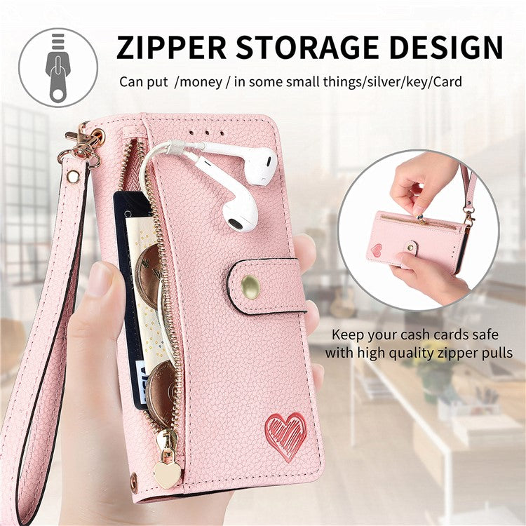 For Motorola Edge 50 Neo 5G / Moto S50 5G / Thinkphone 25 5G Case RFID Blocking Zipper Pocket Leather Wallet Phone Cover - Pink