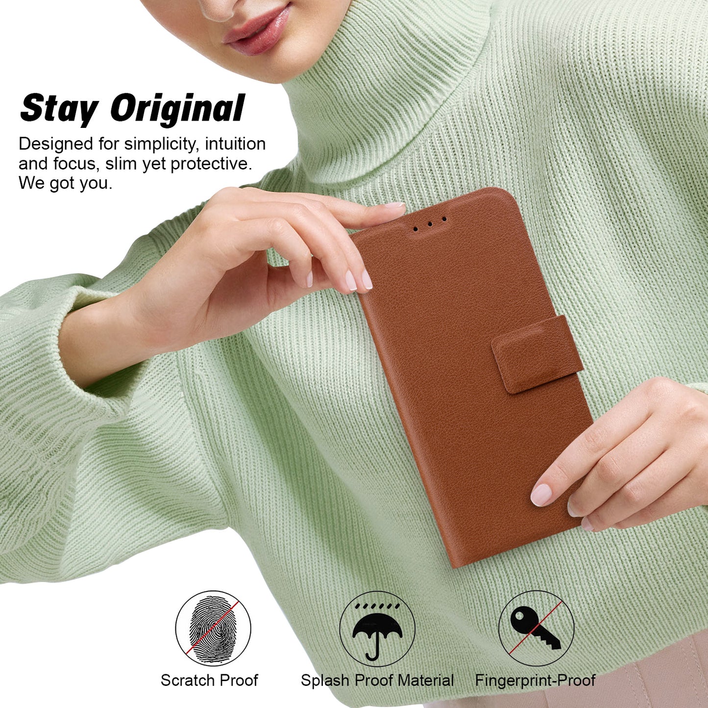 For Samsung Galaxy A06 Case Ultra-Thin PU Leather + TPU Phone Cover with Card Slot - Brown