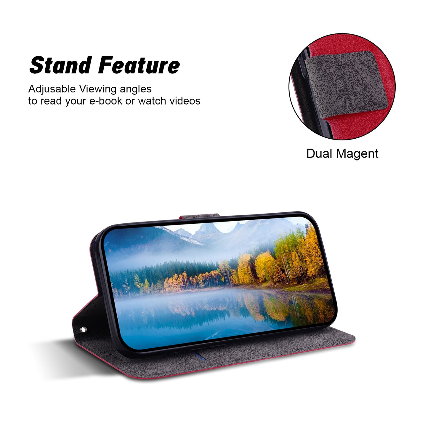 For Samsung Galaxy A06 Case Ultra-Thin PU Leather + TPU Phone Cover with Card Slot - Red
