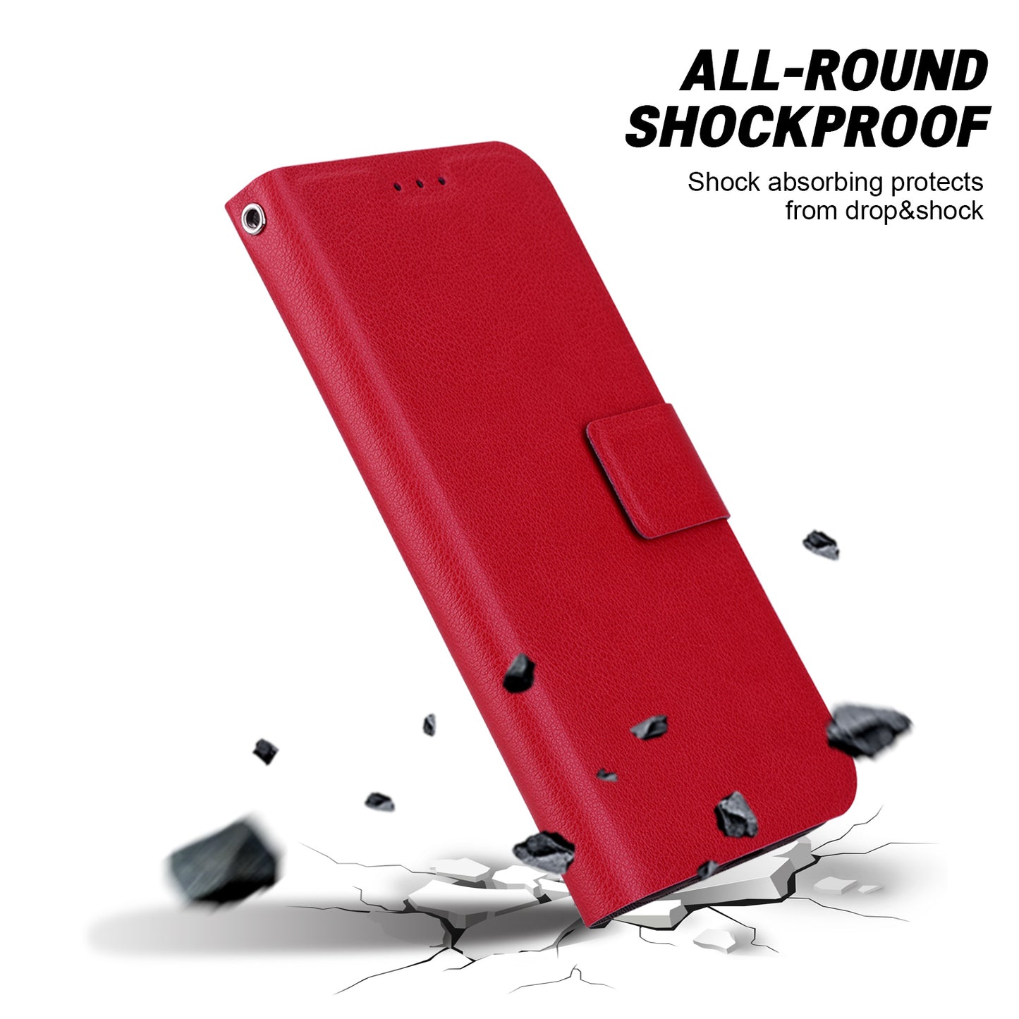 For Samsung Galaxy A06 Case Ultra-Thin PU Leather + TPU Phone Cover with Card Slot - Red
