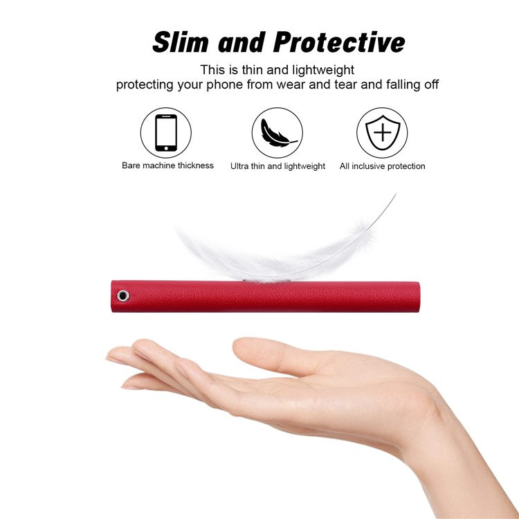 For iPhone 16 Case Ultra-Thin PU Leather + TPU Phone Cover with Card Slot - Red