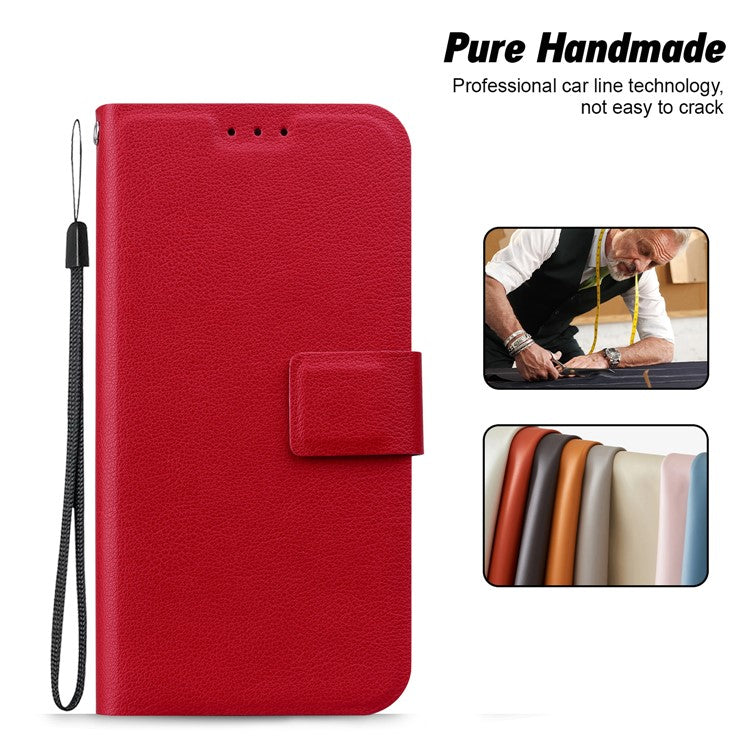 For iPhone 16 Case Ultra-Thin PU Leather + TPU Phone Cover with Card Slot - Red