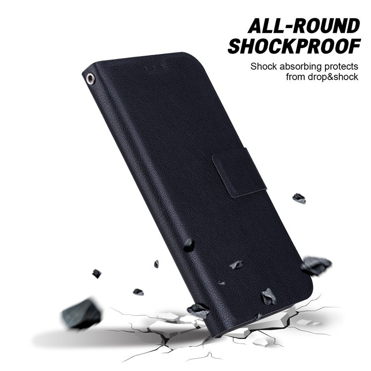 For iPhone 16 Plus Case Ultra-Thin PU Leather + TPU Phone Cover with Card Slot - Black