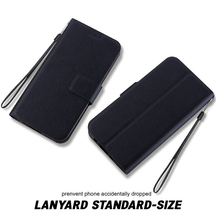 For iPhone 16 Plus Case Ultra-Thin PU Leather + TPU Phone Cover with Card Slot - Black