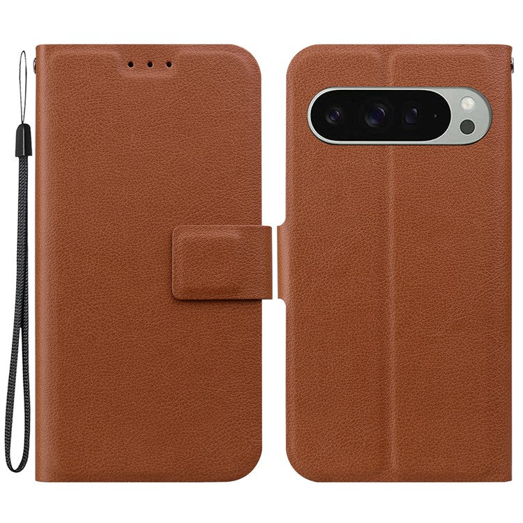 For Google Pixel 9 Pro / Pixel 9 Case Ultra-Thin PU Leather + TPU Phone Cover with Card Slot - Brown