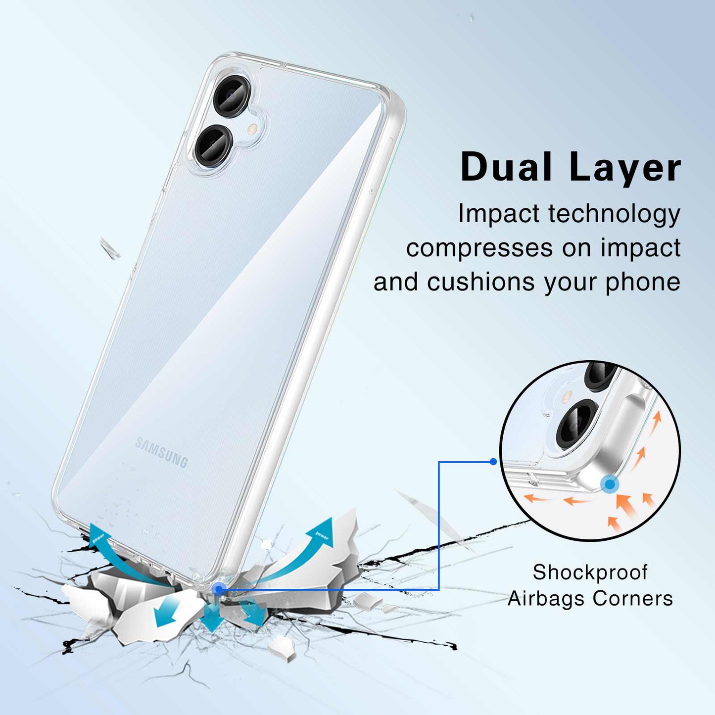 For Samsung Galaxy A06 Case PC + TPU Shockproof Clear Phone Cover - Transparent