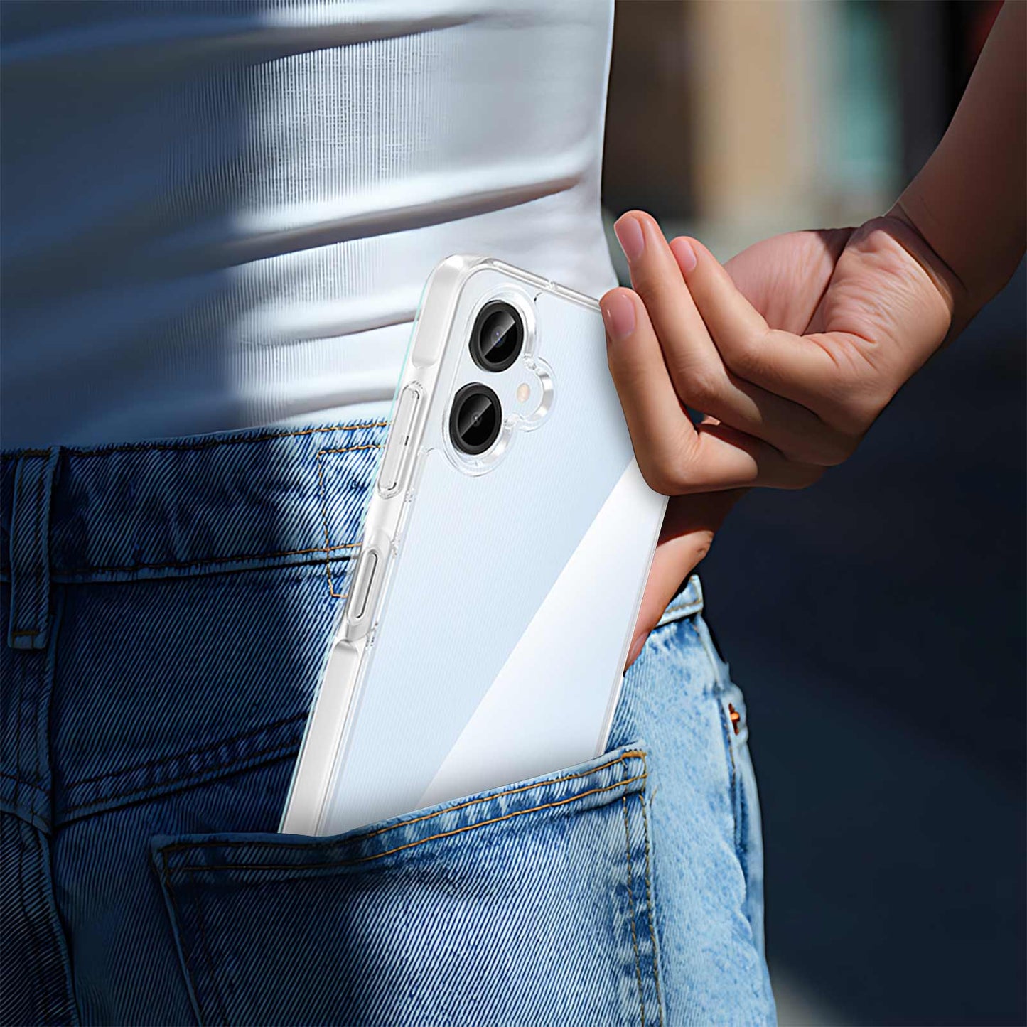 For Samsung Galaxy A06 Case PC + TPU Shockproof Clear Phone Cover - Transparent