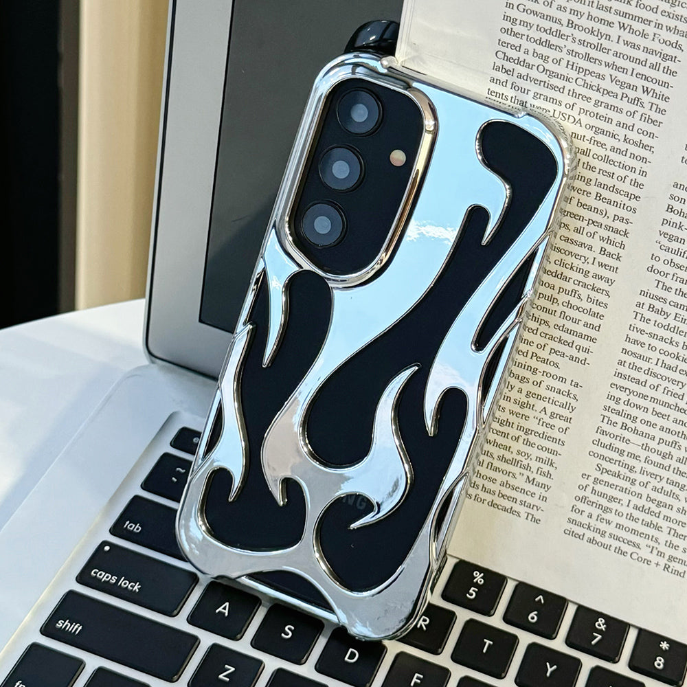 For Samsung Galaxy A16 4G / 5G Case Hollow Flame Design Electroplated TPU Phone Cover - Silver