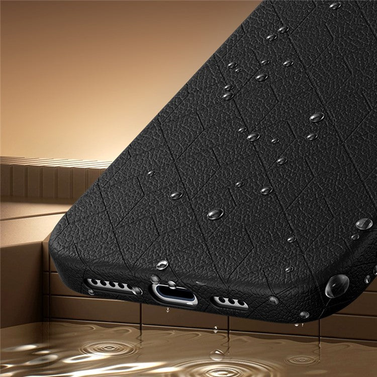 For iPhone 16 Plus Case Compatible with MagSafe Metal Lens Frame Y Pattern PC+PU Phone Cover - Brown