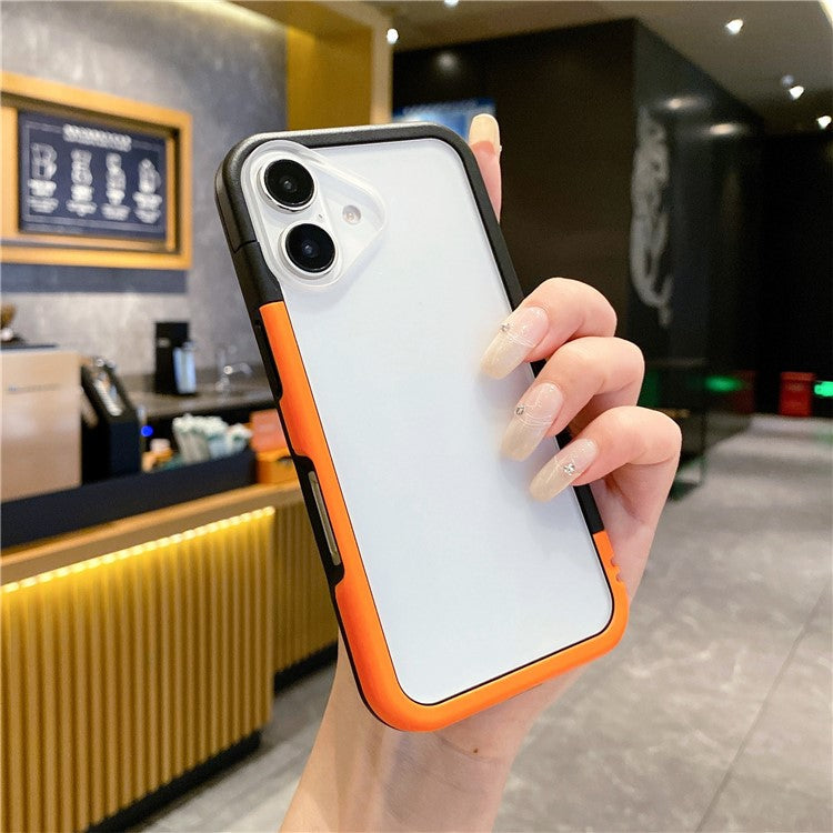 For iPhone 16 Case Detachable 2-in-1 TPU+PC Clear Phone Cover - Orange / Black