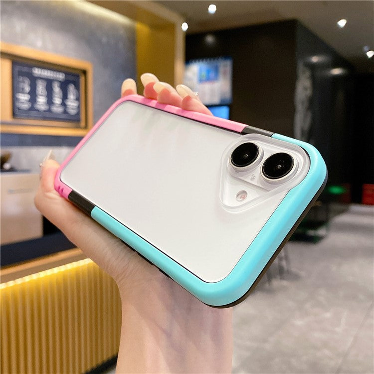 For iPhone 16 Case Detachable 2-in-1 TPU+PC Clear Phone Cover - Orange / Black