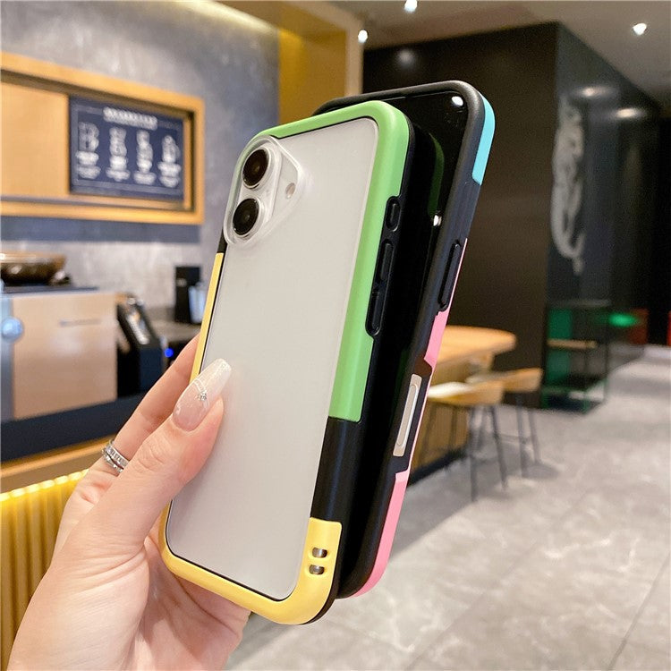 For iPhone 16 Case Detachable 2-in-1 TPU+PC Clear Phone Cover - Orange / Black