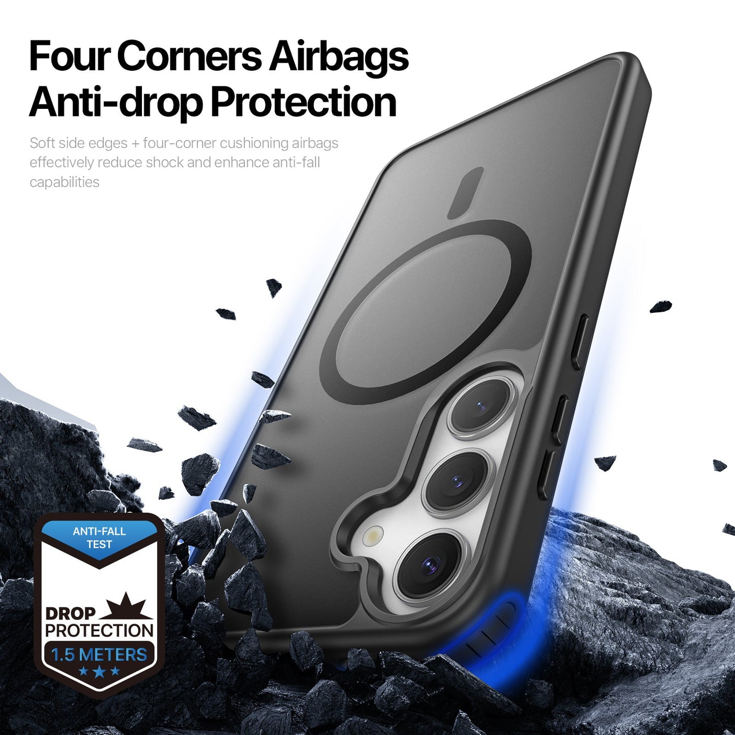 For Samsung Galaxy S25+ Case DUX DUCIS Yind Series Matte Case Compatible with MagSafe PC+TPU Phone Cover - Black