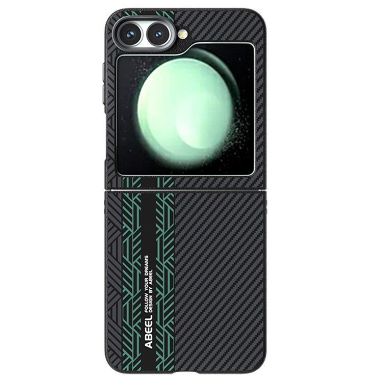 ABEEL For Samsung Galaxy Z Flip5 5G Case PC + Aluminum Alloy + PU Leather Phone Cover Compatible with MagSafe - Texture 2