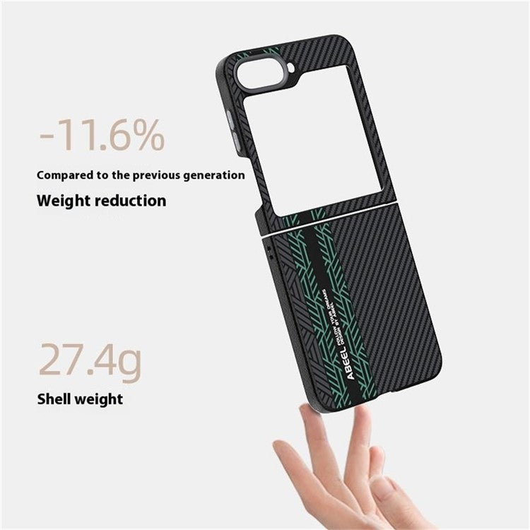 ABEEL For Samsung Galaxy Z Flip5 5G Case PC + Aluminum Alloy + PU Leather Phone Cover Compatible with MagSafe - Texture 2