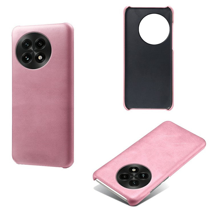 For OnePlus 13 Case Calf Texture PU Leather Hard PC Protective Phone Cover - Rose Gold