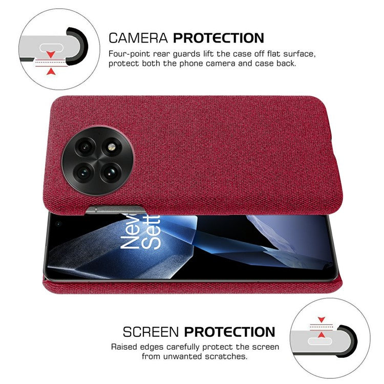 For OnePlus 13 Case Cloth Texture Anti-Scratch Protective PC Phone Cover - Red