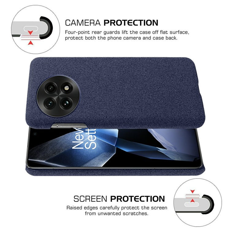 For OnePlus 13 Case Cloth Texture Anti-Scratch Protective PC Phone Cover - Blue