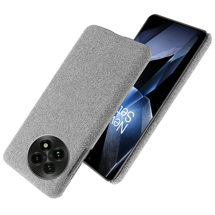 For OnePlus 13 Case Cloth Texture Anti-Scratch Protective PC Phone Cover - Light Grey