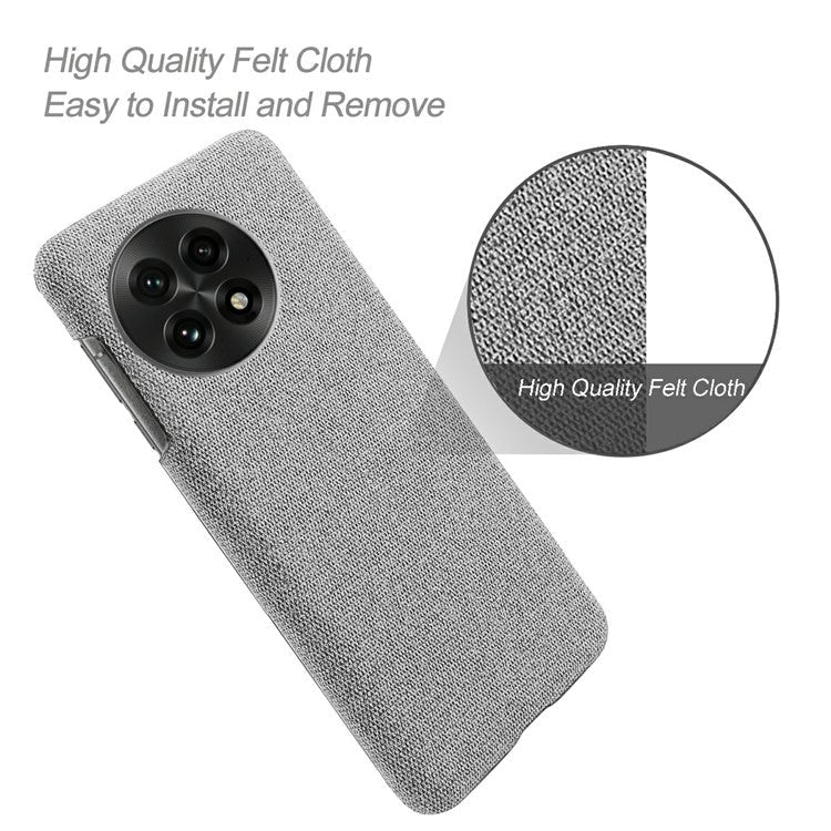 For OnePlus 13 Case Cloth Texture Anti-Scratch Protective PC Phone Cover - Light Grey