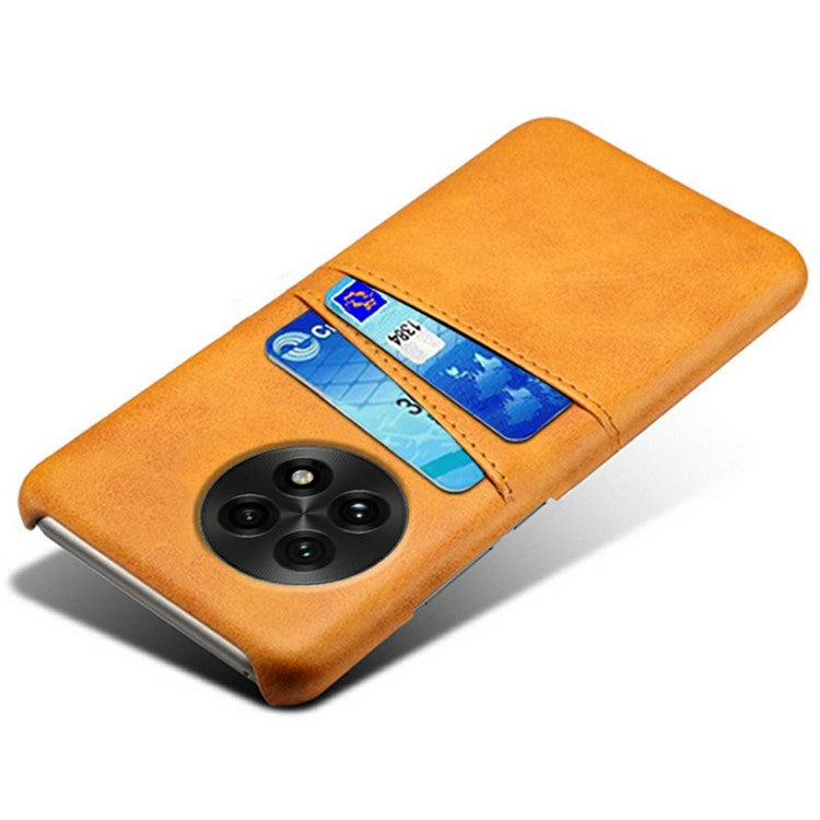 For OnePlus 13 Case Dual Card Slots PU Leather + Hard PC Phone Cover - Orange