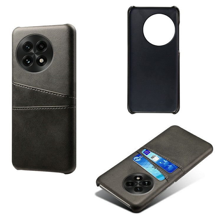 For OnePlus 13 Case Dual Card Slots PU Leather + Hard PC Phone Cover - Black