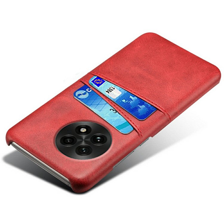 For OnePlus 13 Case Dual Card Slots PU Leather + Hard PC Phone Cover - Red