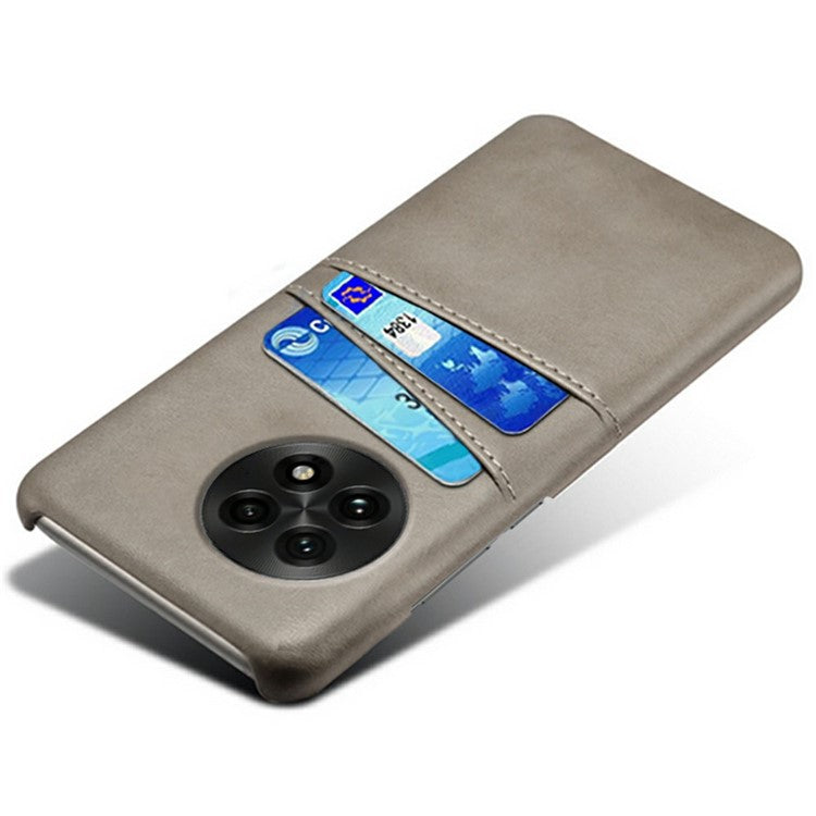 For OnePlus 13 Case Dual Card Slots PU Leather + Hard PC Phone Cover - Grey