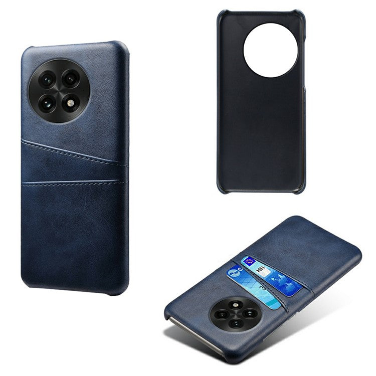 For OnePlus 13 Case Dual Card Slots PU Leather + Hard PC Phone Cover - Blue