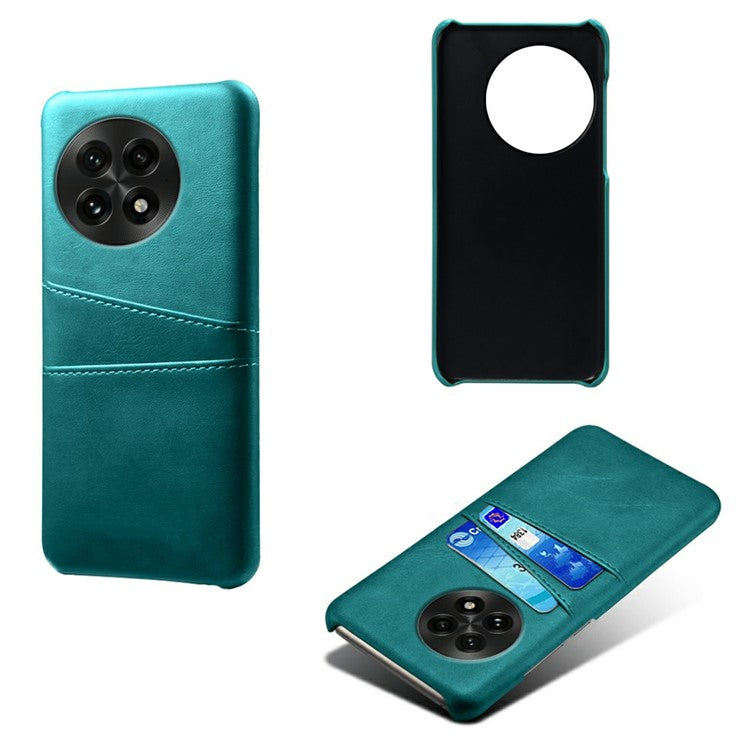 For OnePlus 13 Case Dual Card Slots PU Leather + Hard PC Phone Cover - Green