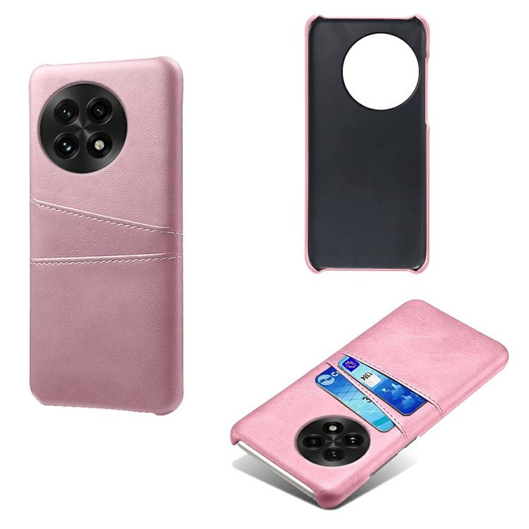 For OnePlus 13 Case Dual Card Slots PU Leather + Hard PC Phone Cover - Rose Gold