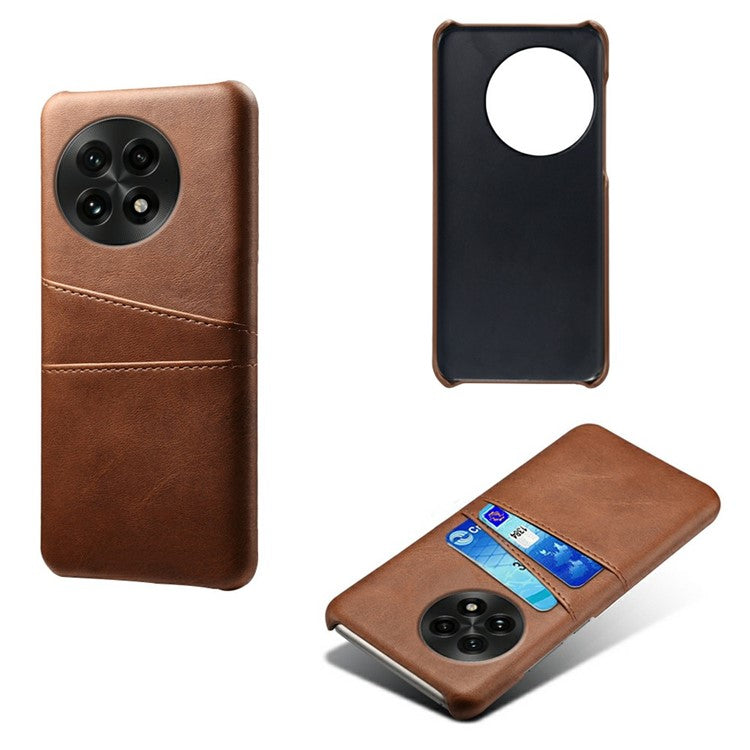 For OnePlus 13 Case Dual Card Slots PU Leather + Hard PC Phone Cover - Brown
