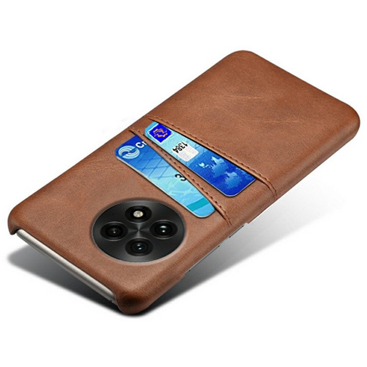 For OnePlus 13 Case Dual Card Slots PU Leather + Hard PC Phone Cover - Brown