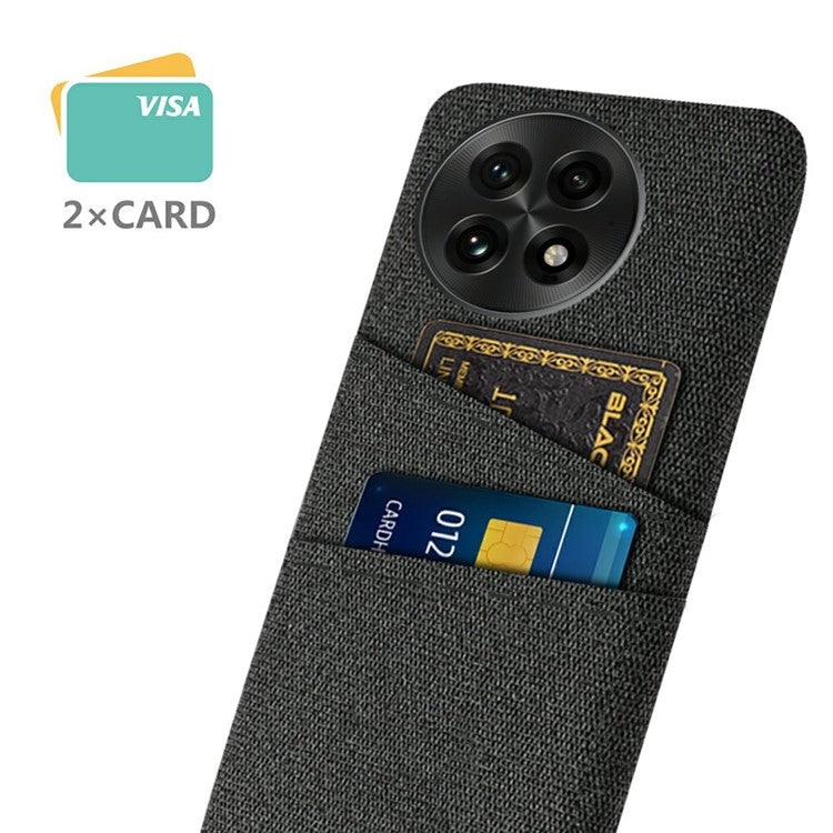 For OnePlus 13 Case Cloth + Hard PC Phone Cover with Dual Card Slots - Black