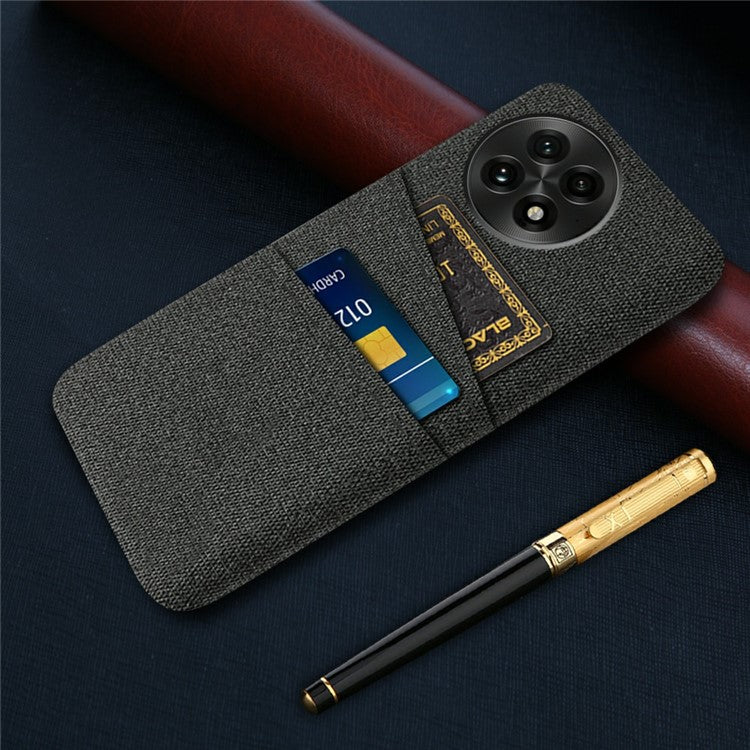 For OnePlus 13 Case Cloth + Hard PC Phone Cover with Dual Card Slots - Black