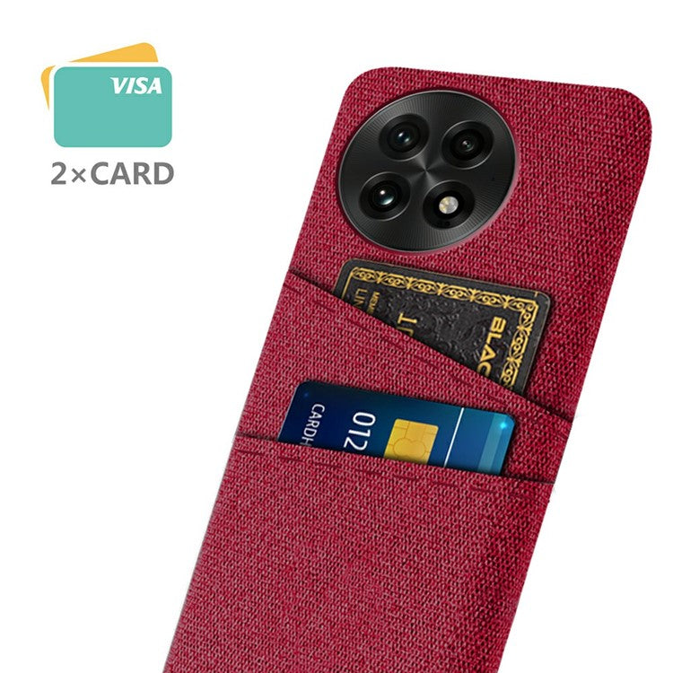 For OnePlus 13 Case Cloth + Hard PC Phone Cover with Dual Card Slots - Red