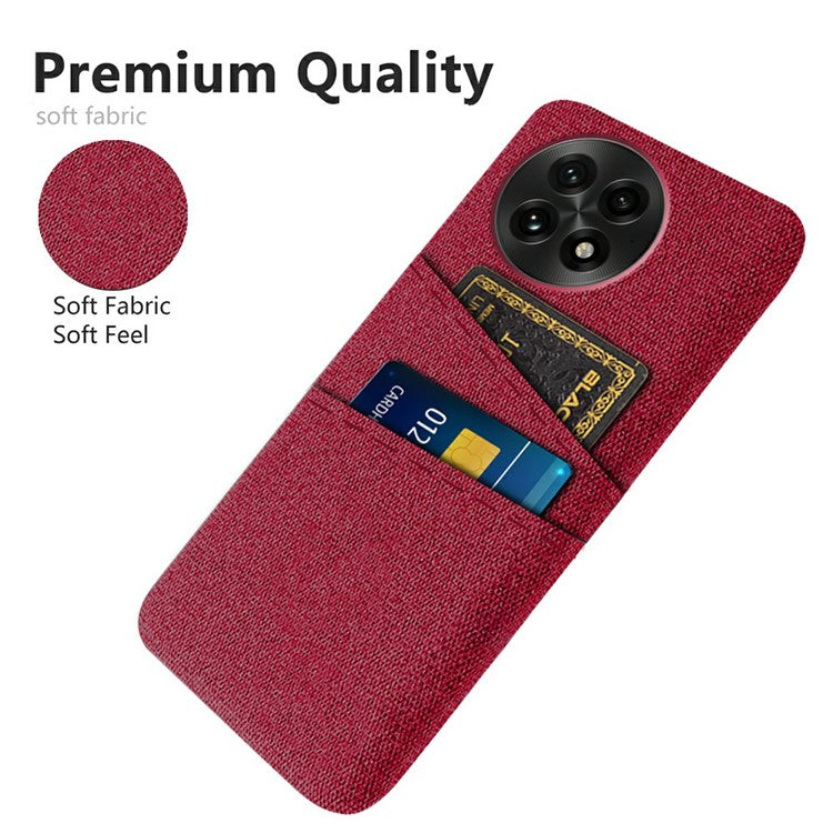 For OnePlus 13 Case Cloth + Hard PC Phone Cover with Dual Card Slots - Red