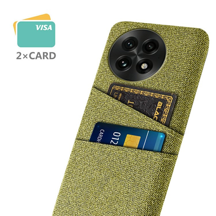 For OnePlus 13 Case Cloth + Hard PC Phone Cover with Dual Card Slots - Yellow