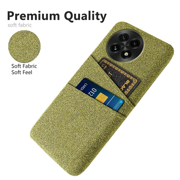 For OnePlus 13 Case Cloth + Hard PC Phone Cover with Dual Card Slots - Yellow