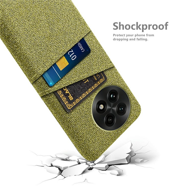 For OnePlus 13 Case Cloth + Hard PC Phone Cover with Dual Card Slots - Yellow