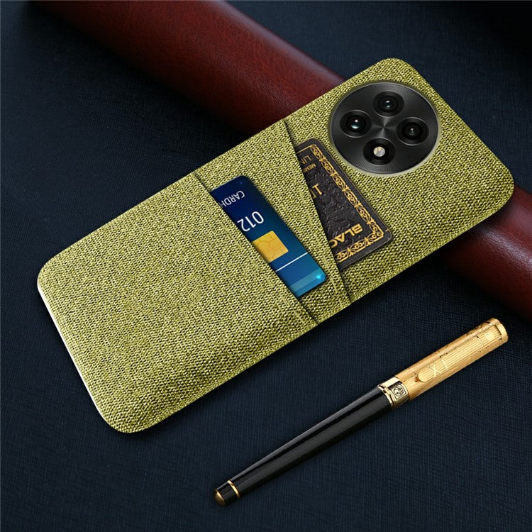 For OnePlus 13 Case Cloth + Hard PC Phone Cover with Dual Card Slots - Yellow