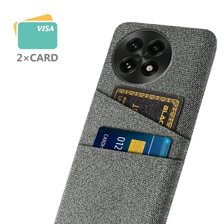 For OnePlus 13 Case Cloth + Hard PC Phone Cover with Dual Card Slots - Grey