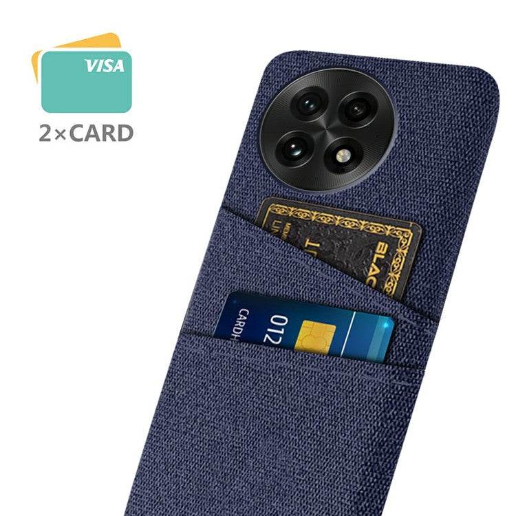 For OnePlus 13 Case Cloth + Hard PC Phone Cover with Dual Card Slots - Blue