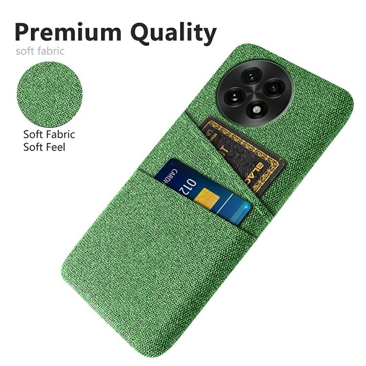 For OnePlus 13 Case Cloth + Hard PC Phone Cover with Dual Card Slots - Green