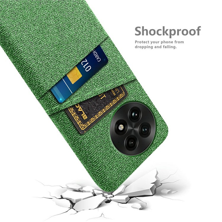 For OnePlus 13 Case Cloth + Hard PC Phone Cover with Dual Card Slots - Green