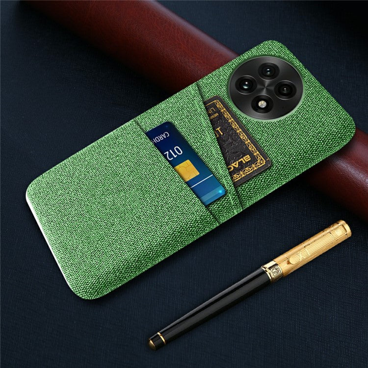 For OnePlus 13 Case Cloth + Hard PC Phone Cover with Dual Card Slots - Green
