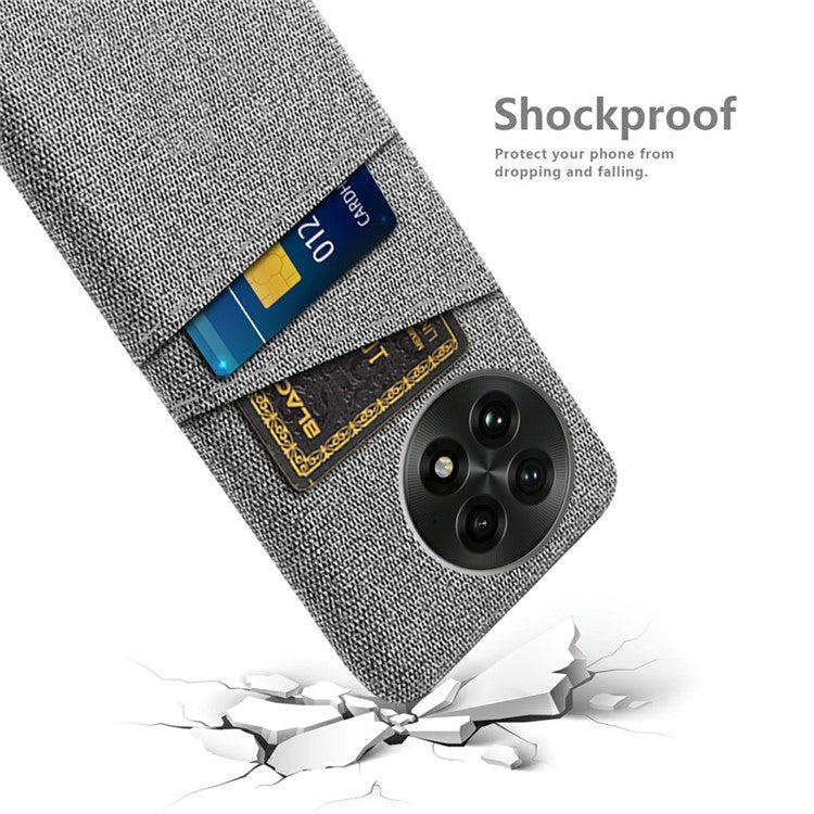 For OnePlus 13 Case Cloth + Hard PC Phone Cover with Dual Card Slots - Light Grey