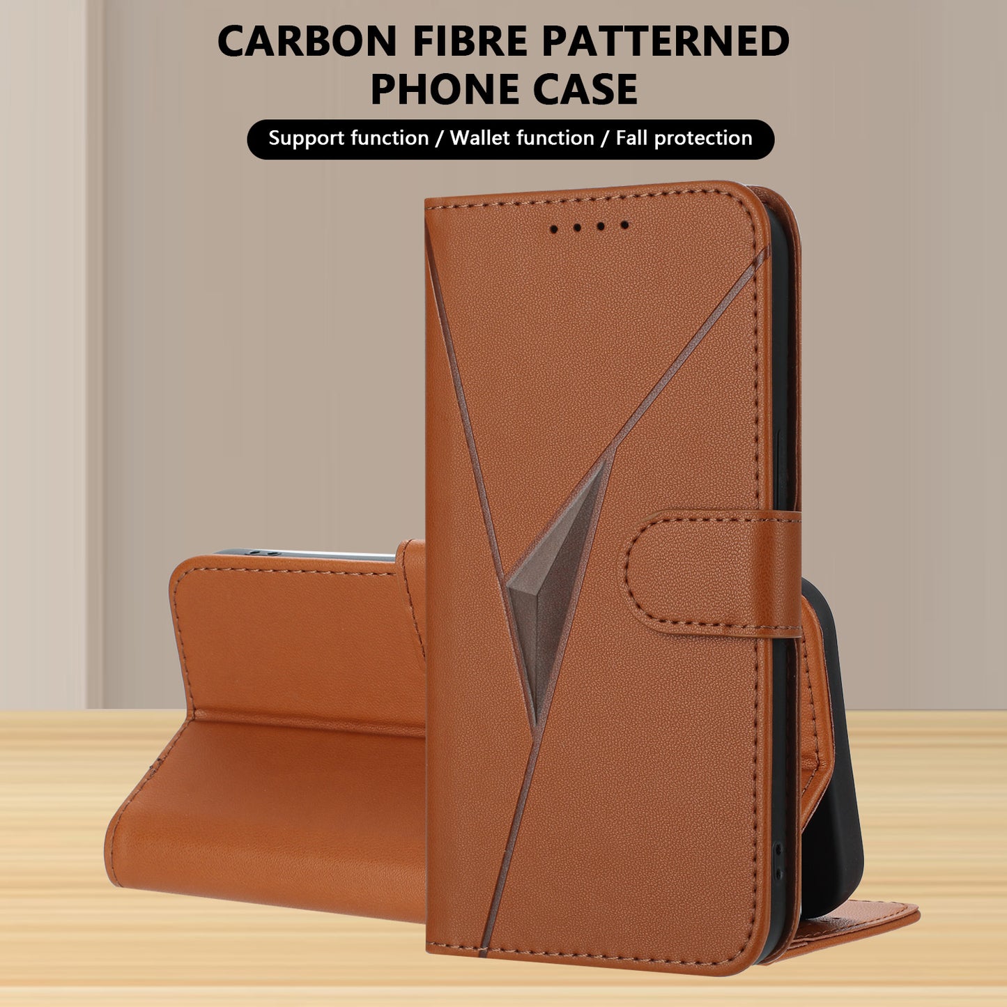 YX0090 For Samsung Galaxy A06 Case Triangle Imprint Leather Phone Cover with Lanyard - Coffee