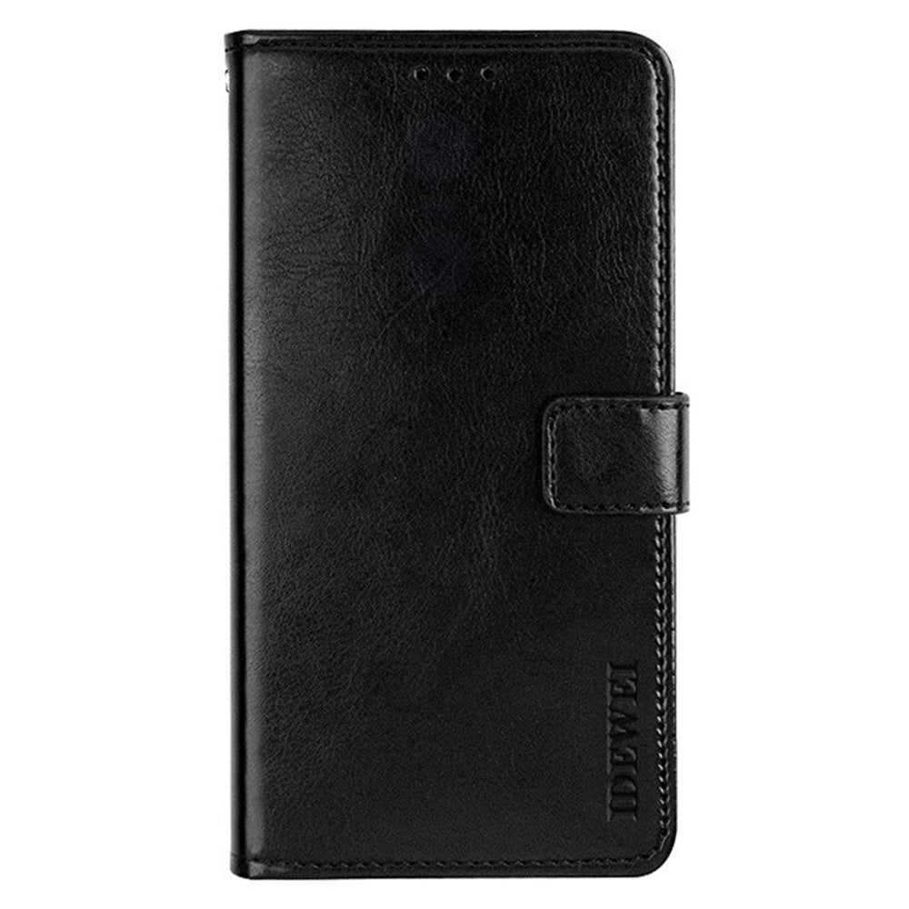 IDEWEI For Samsung Galaxy A06 Stand Case Crazy Horse Texture Leather Phone Cover - Black