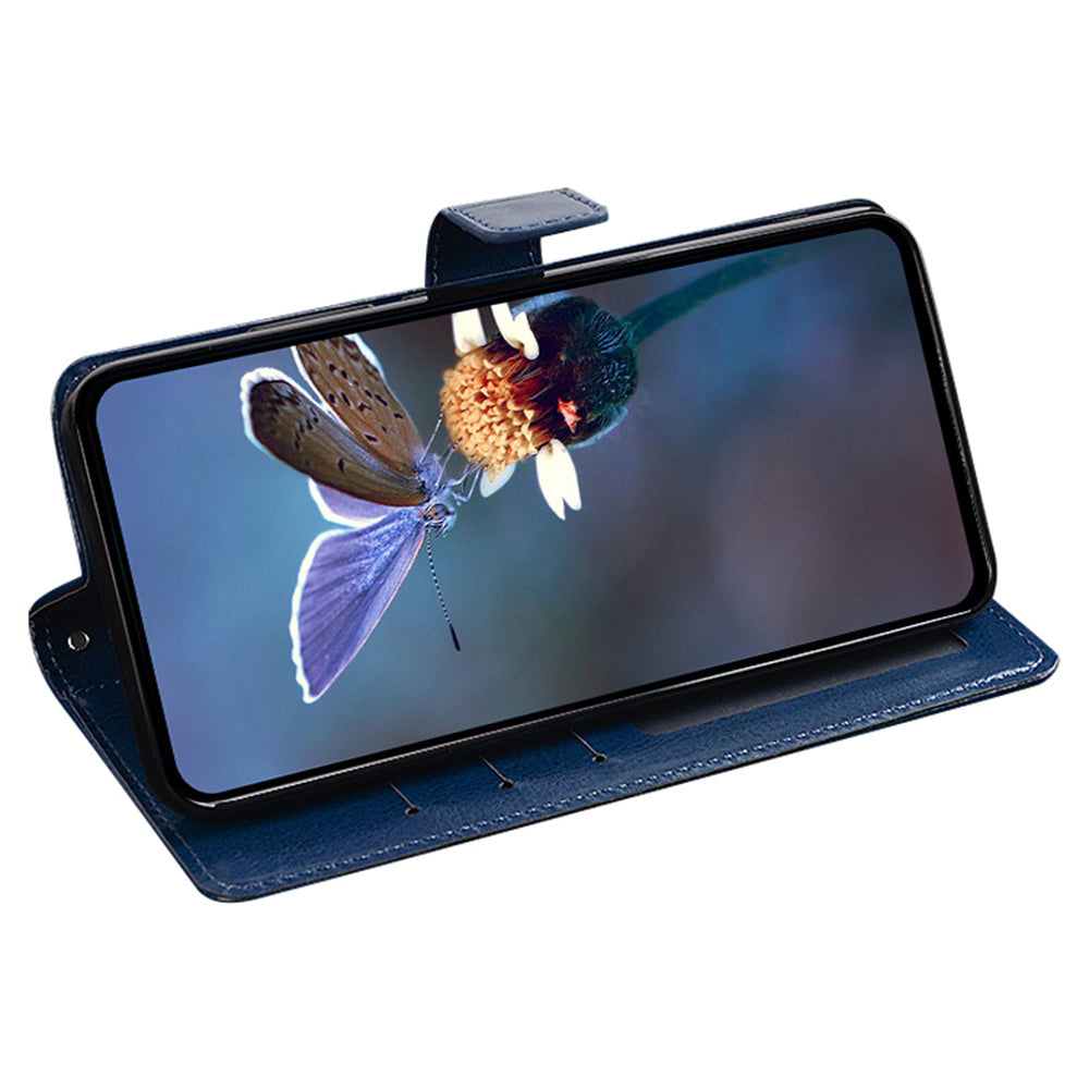 IDEWEI For Samsung Galaxy A06 Case Card Slots Holder Leather Phone Cover Crazy Horse Texture - Blue
